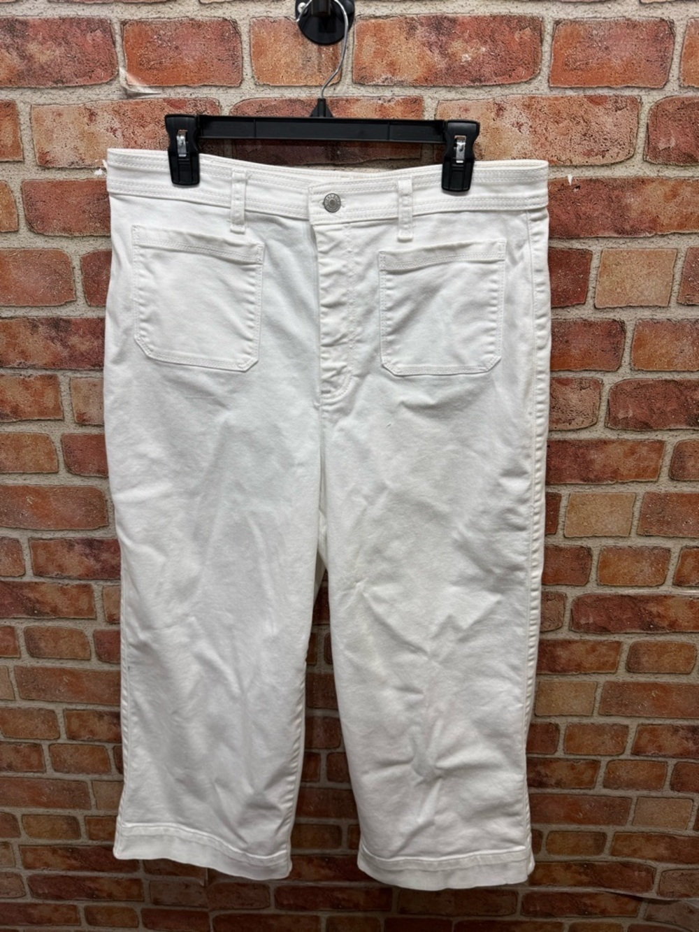 Wide Leg Cropped coastal eurosummer White denim pedal pushers capri pants 12